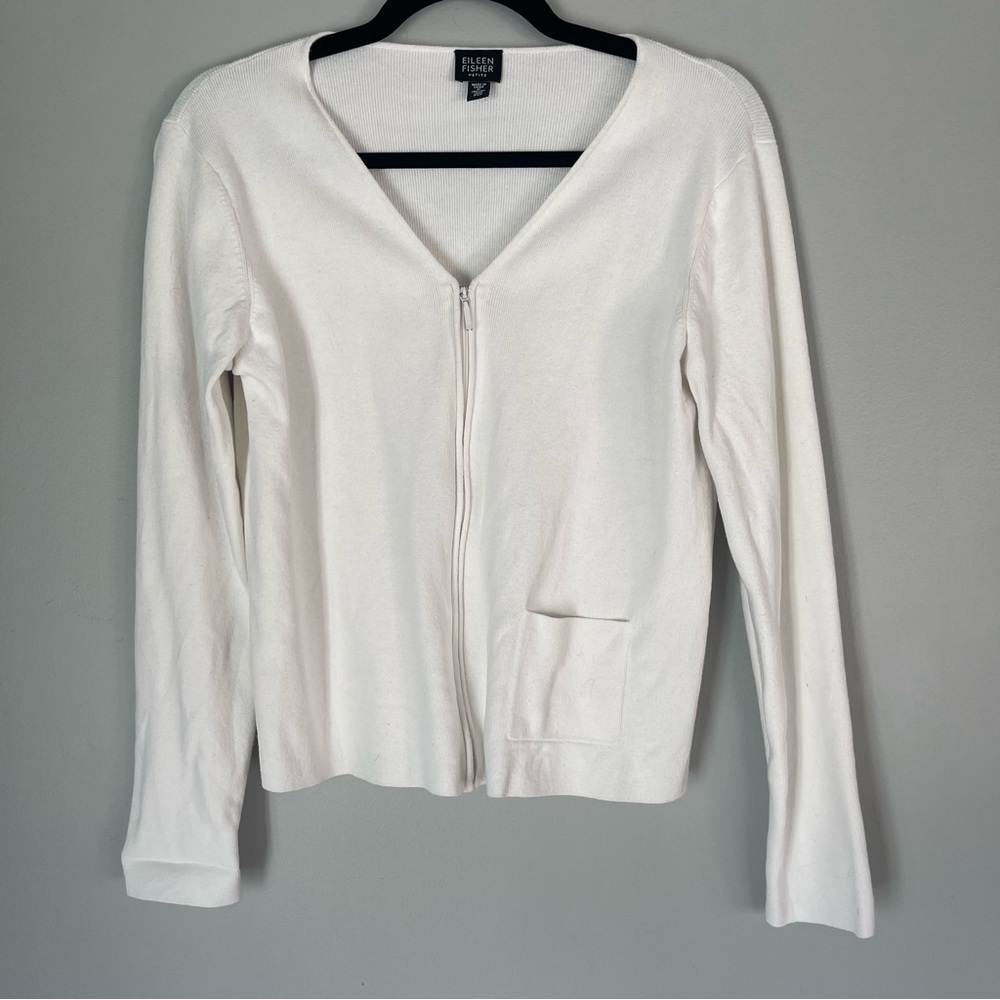 Eileen Fisher Full Zip Sweater Cardigan Business Casual Long Sleeve Petite M